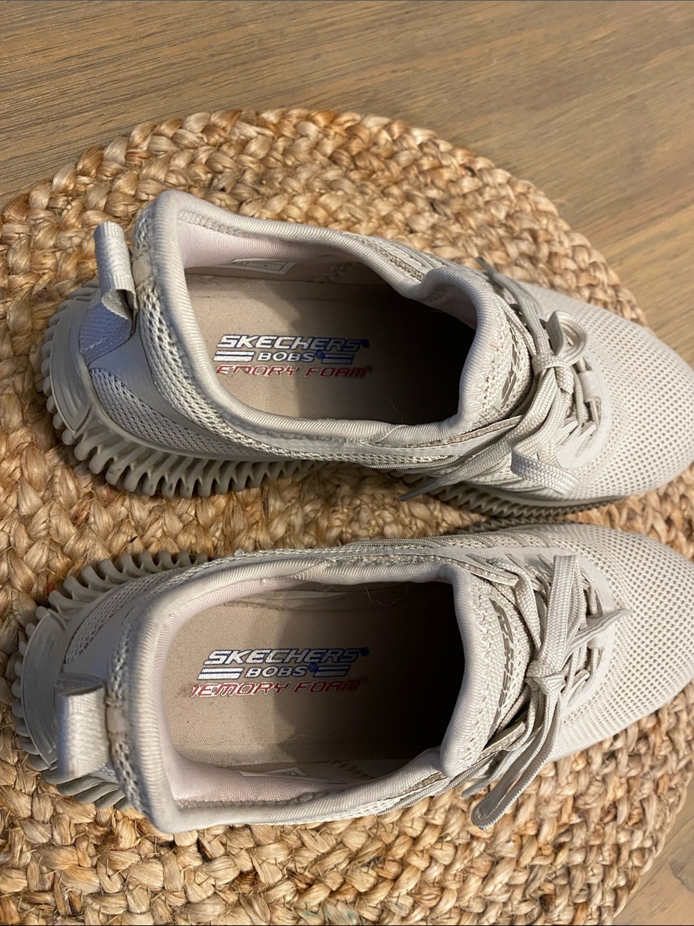 Skechers Women's Light Beige Knit Lace-Up Athletic Sneakers - Picture 5 of 6